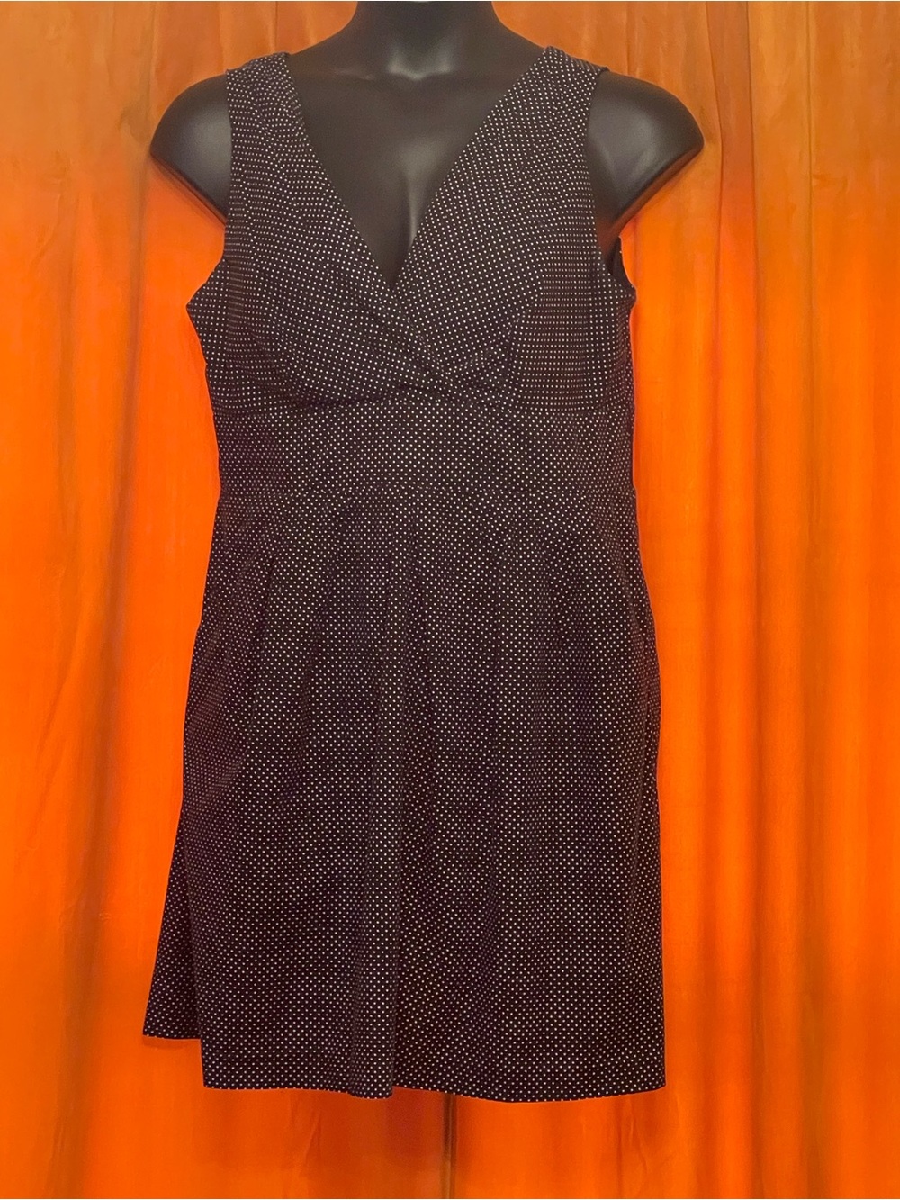 Polka Dot V-Neck Mini Dress in Black